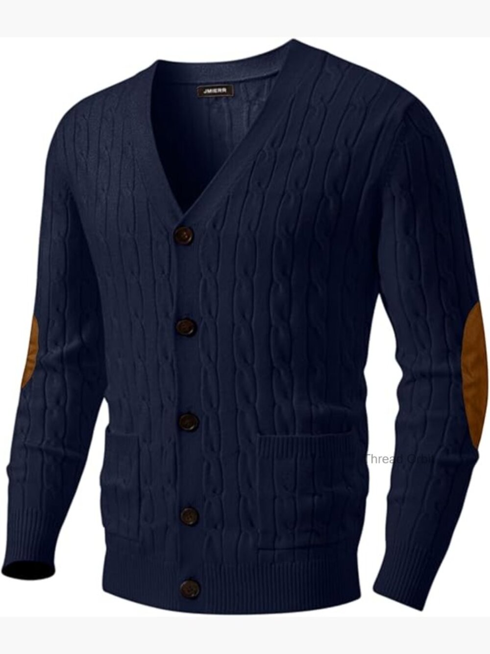 Men's Cable Knit Cardigan Sweater V-Neck Button Down with Pockets